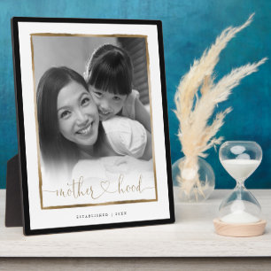 Moederschapstest. Elegant zwart en goud Lijst foto Fotoplaat