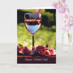 Moedersdag Algemene Roze Wijn en Rozen  Kaart