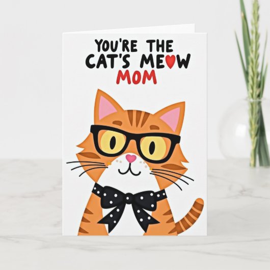 Moedersdag Hart Kaart met Miauwende Katten (Voorkant)