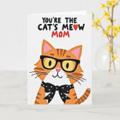 Moedersdag Hart Kaart met Miauwende Katten (Gele Bloem)
