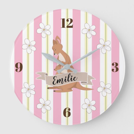 Moederskindje kangoeroe met strepen grote klok (Voorkant)