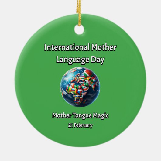 Moedertaal magie. Dag van de moedertaal. Keramisch Ornament (Achterkant)