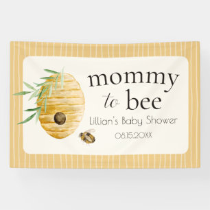 Moedertje Bij Gestreept Gele Honingbij Baby Shower Spandoek