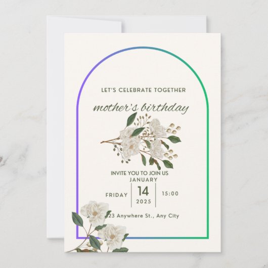 Moederverjaardagsuitnodigingskaart Kaart (Voorkant)