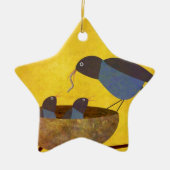 Moedervogel en baby's keramisch ornament (Voorkant)