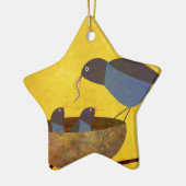 Moedervogel en baby's keramisch ornament (Links)