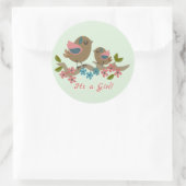 Moedervogel met baby en aangepaste tekst ronde sticker (Tas)