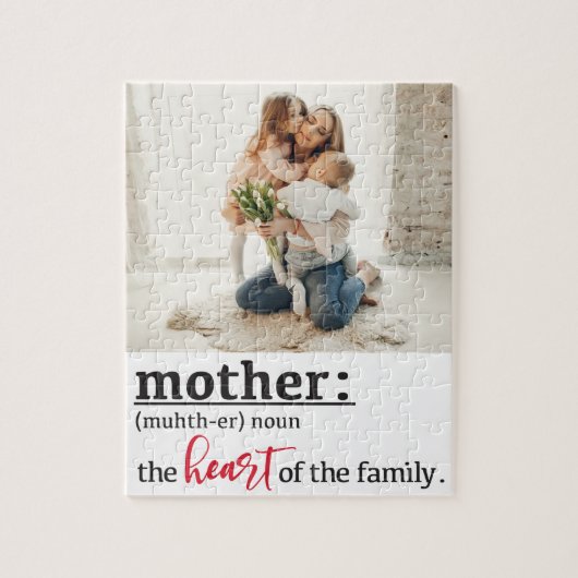 Moedervormend hart van de aangepaste familiefoto legpuzzel (Verticaal)