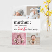 Moedervormend hart van de familie 4 foto kaart (Gele Bloem)