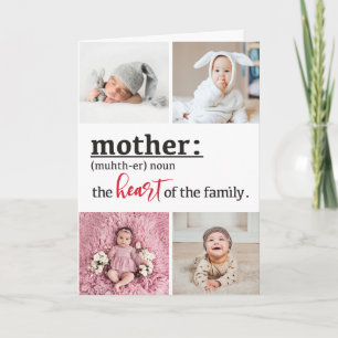 Moedervormend hart van de familie 4 foto kaart
