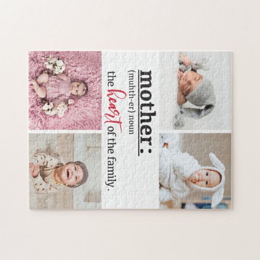 Moedervormend hart van de familie 4 foto legpuzzel (Horizontaal)