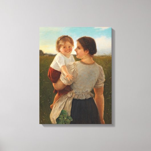 Moedervreugde (liefhebbende moeder en dochter) canvas afdruk (Voorkant)