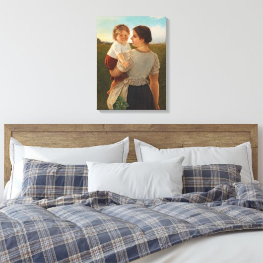 Moedervreugde (liefhebbende moeder en dochter) canvas afdruk (Insitu (Slaapkamer))