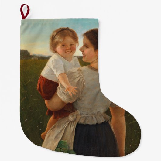 Moedervreugde (liefhebbende moeder en dochter) grote kerstsok (Voorkant)