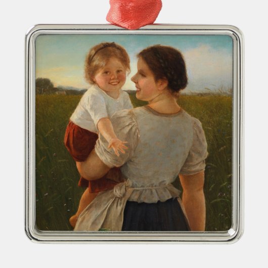 Moedervreugde (liefhebbende moeder en dochter) metalen ornament (Voorkant)