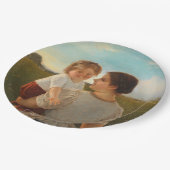 Moedervreugde (liefhebbende moeder en dochter) papieren bordje (Gekanteld)