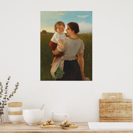 Moedervreugde (liefhebbende moeder en dochter) poster (Keuken)