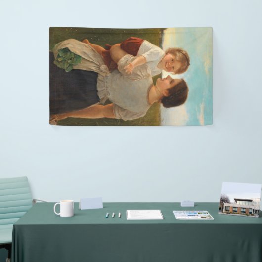 Moedervreugde (liefhebbende moeder en dochter) spandoek (Beurs)