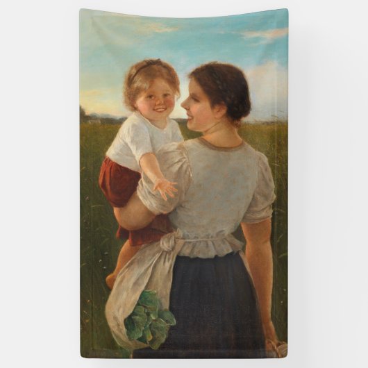 Moedervreugde (liefhebbende moeder en dochter) spandoek (Verticaal)