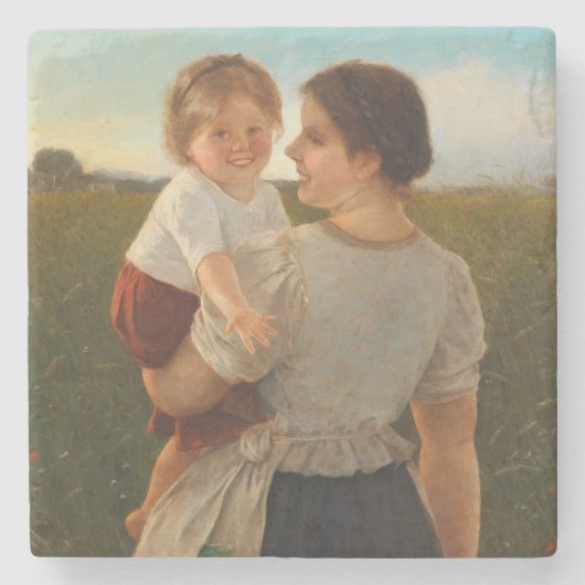 Moedervreugde (liefhebbende moeder en dochter) stenen onderzetter (Voorkant)