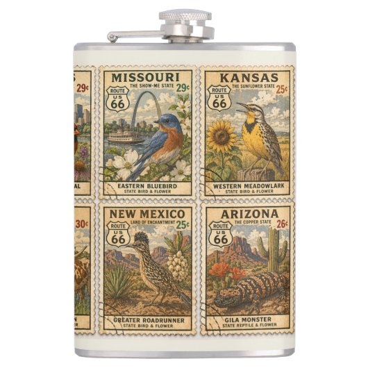 Moederweg Vintage Collage Canteen Heupfles (Voorkant)
