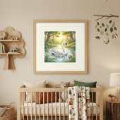 Moederzwaan en Cygnets-kinderdagverblijf Poster