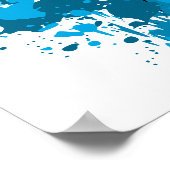 Moedig Abstract Splatter Blauw & Wit Poster (Hoek)