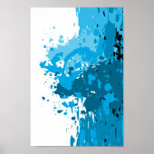 Moedig Abstract Splatter Blauw & Wit Poster (Voorkant)