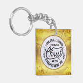 Moedig Bijbelvers aan met Elegant Glanzend Goud Sleutelhanger (Voorkant Links)