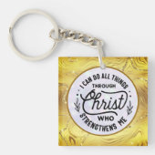 Moedig Bijbelvers aan met Elegant Glanzend Goud Sleutelhanger (Voorkant)