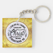 Moedig Bijbelvers aan met Elegant Glanzend Goud Sleutelhanger (Achterkant)
