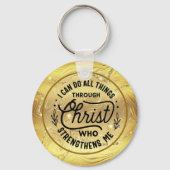 Moedig Bijbelvers aan met Elegant Glanzend Goud Sleutelhanger (Achterkant)