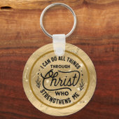 Moedig Bijbelvers aan met Elegant Glanzend Goud Sleutelhanger (Voorkant)