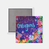 Moedig Bloemen Inspirerend Paarse Magneet (Voorkant / Achterkant)
