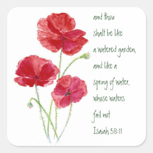 Moedig de Promise Scripting Isaiah Poppy Garden aa Vierkante Sticker
