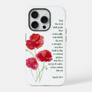 Moedig de Schrift Jesaja Poppy Garden Bloem iPhone 15 Pro Case