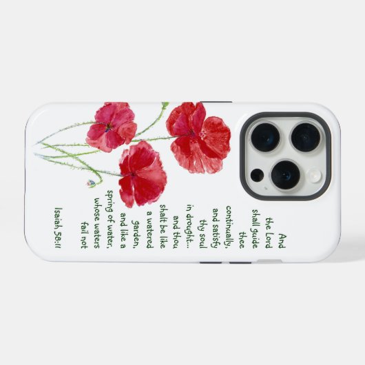 Moedig de Schrift Jesaja Poppy Garden Bloem iPhone Hoesje (Achterkant horizontaal)