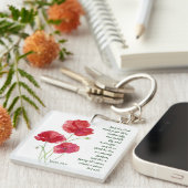 Moedig de Schrift Jesaja Poppy Garden Bloem Sleutelhanger (Voorkant Rechts)