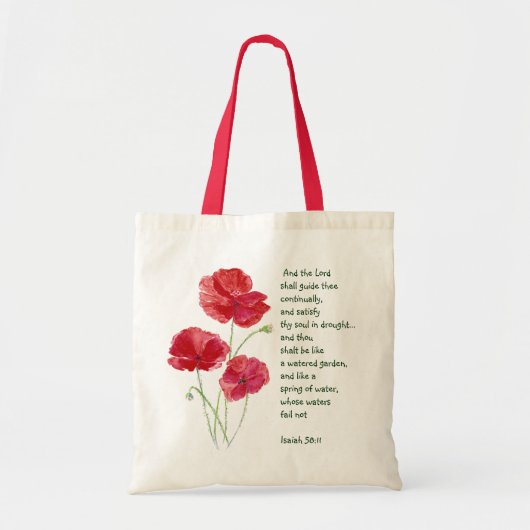 Moedig de Schrift Jesaja Poppy Garden Bloem Tote Bag (Voorkant)