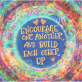 Moedig elkaar aan leuke blauwe inspiratie sticker (Voorkant)