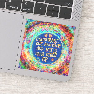 Moedig elkaar aan leuke blauwe inspiratie sticker