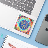 Moedig elkaar aan leuke blauwe inspiratie sticker (Laptop met iPhone)