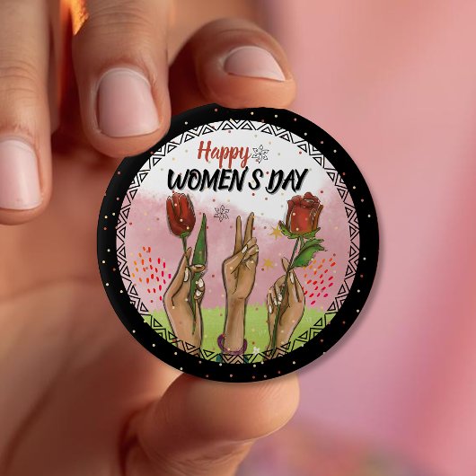Moedig & Empowerend: Moderne VROUWENDAG Verklaring Ronde Button 4,0 Cm