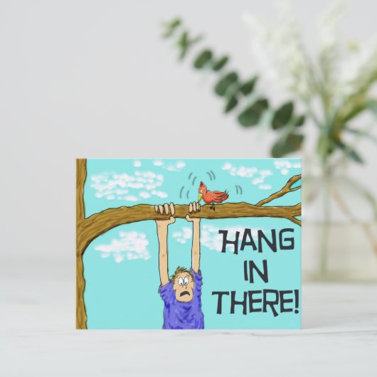 Moedig Funny Hang in Briefkaart aan (Staand voorkant)