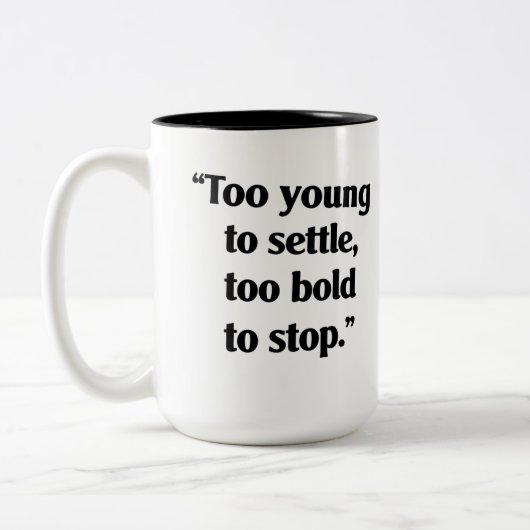 Moedig genoeg om door te gaan tweekleurige koffiemok (Links)