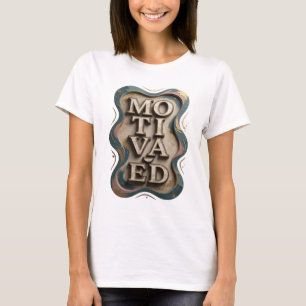 Moedig Goud MOTIVATED Artistiek Motief T-shirt