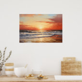 Moedig het Surf bij Dawn Oil Painting Poster (Keuken)