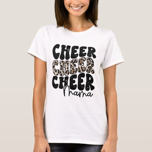 Moedig Mama Luipaard Trots Cheerleading Moeder Gro T-shirt (Voorkant)