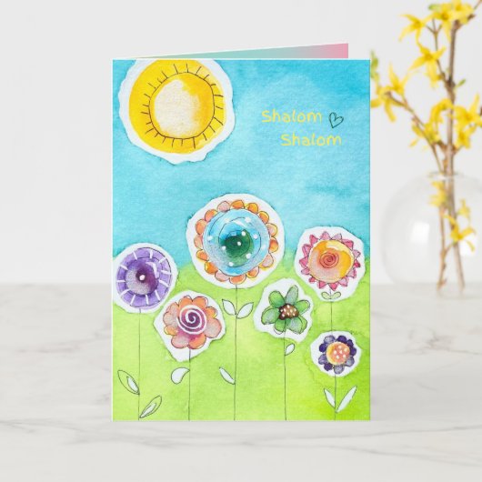 Moedig me aan "Shalom" Kaart (Gele Bloem)