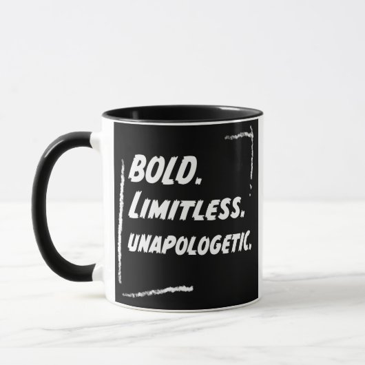 Moedig & Onbeperkt onverbloemd Zwart & Wit Mok (Links)